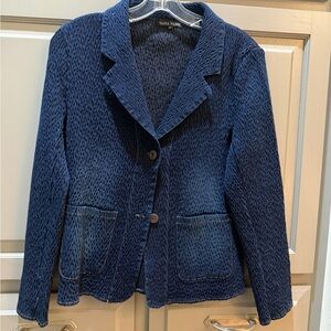 Denim Look Textured Women's Blazer